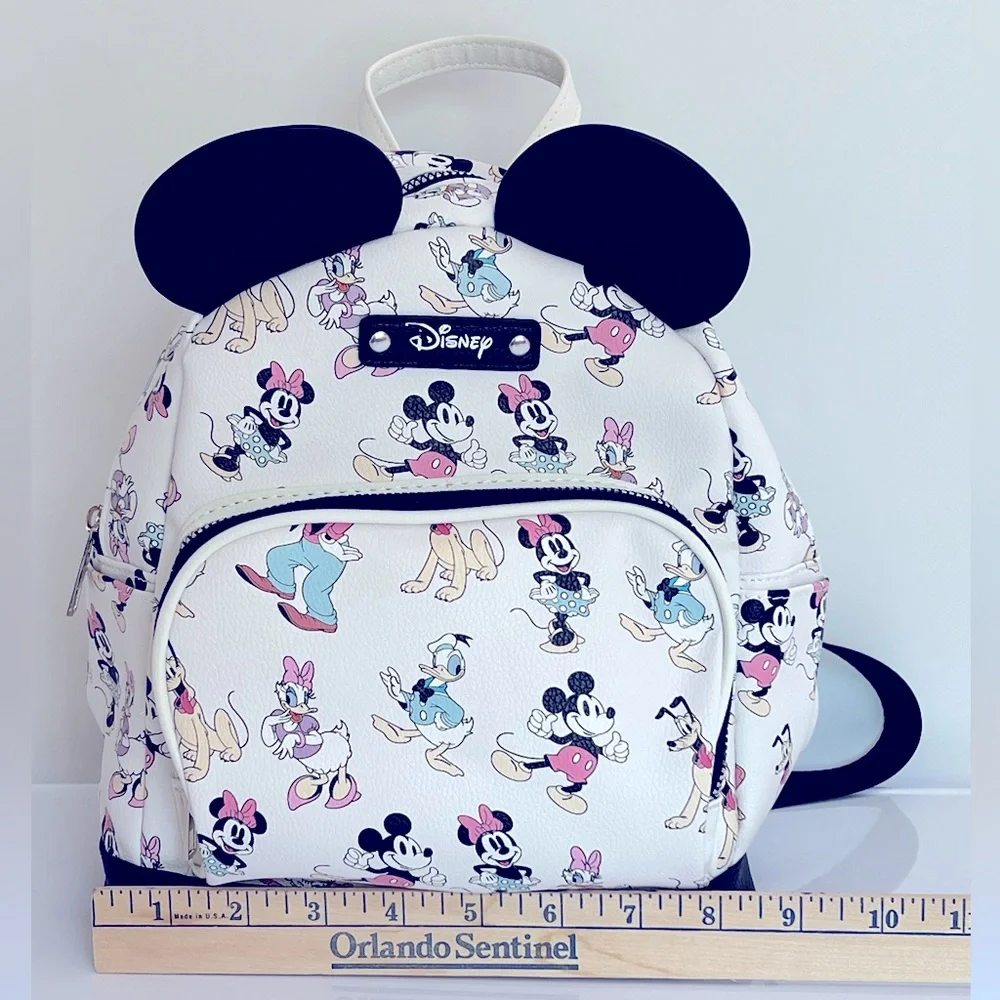 Adorable Multicolored Mickey Mouse & Friends Backpack with Iconic Ears. NWT.